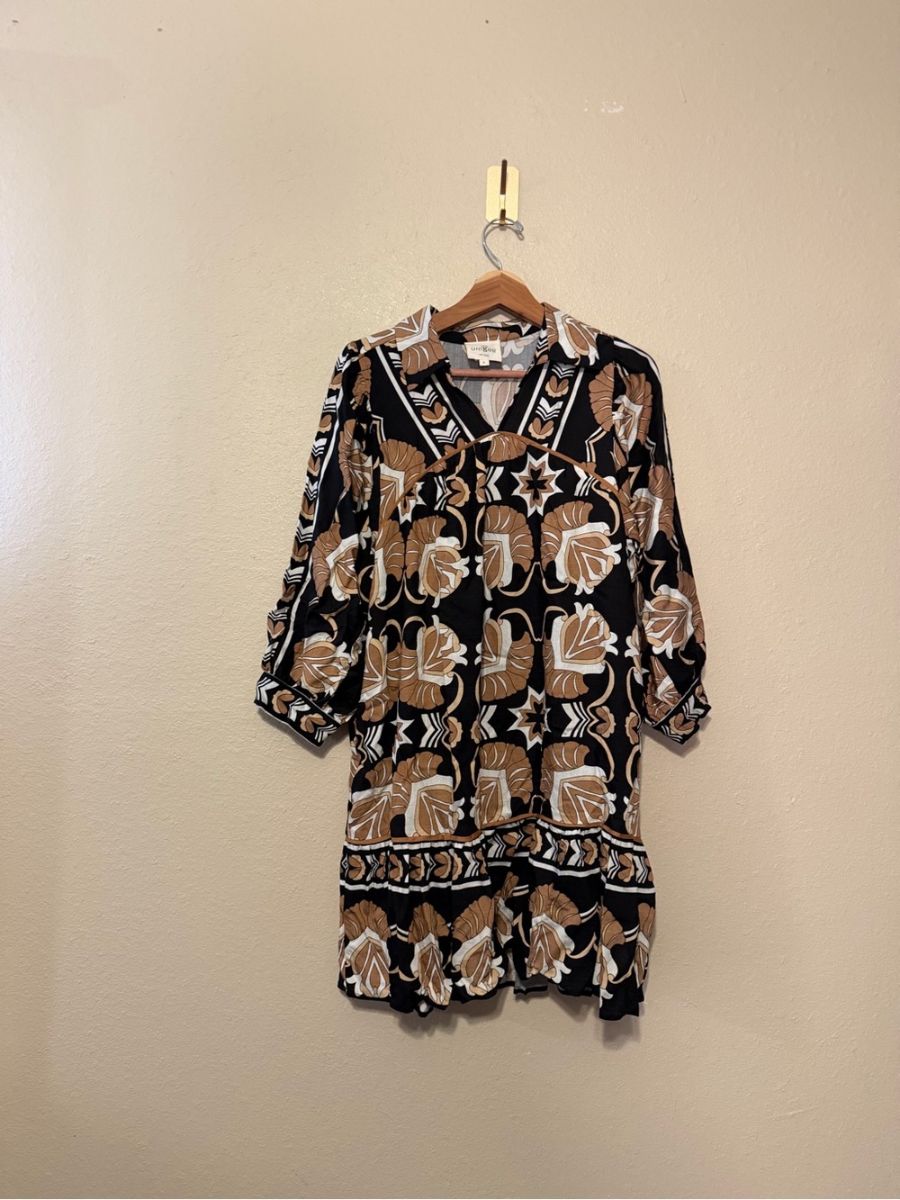 Umgee Olivia Border Print Floral Mini Dress Size Small